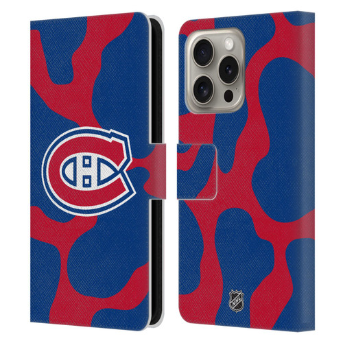 NHL Montreal Canadiens Cow Pattern Leather Book Wallet Case Cover For Apple iPhone 16 Pro