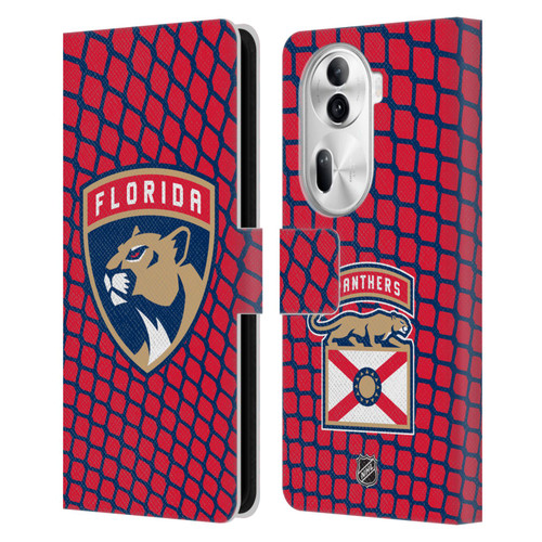 NHL Florida Panthers Net Pattern Leather Book Wallet Case Cover For OPPO Reno11