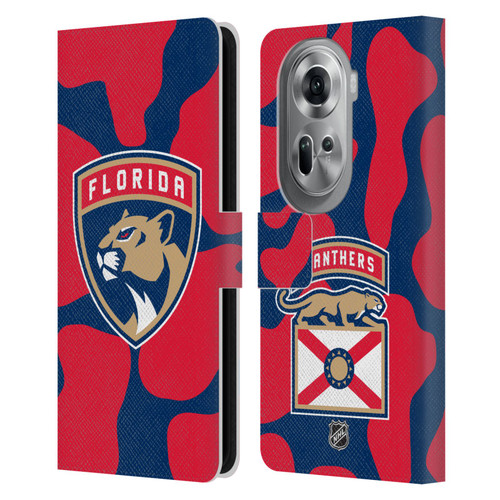 NHL Florida Panthers Cow Pattern Leather Book Wallet Case Cover For OPPO Reno11 Pro