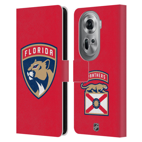 NHL Florida Panthers Plain Leather Book Wallet Case Cover For OPPO Reno11 Pro