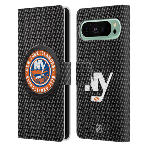 NHL New York Islanders Puck Texture Leather Book Wallet Case Cover For Google Pixel 9 Pro XL