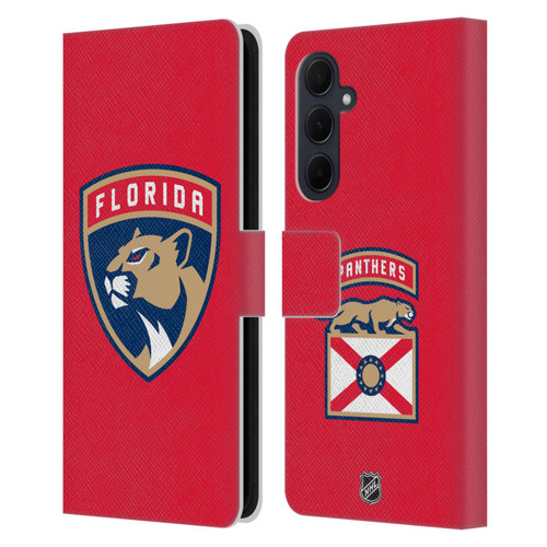 NHL Florida Panthers Plain Leather Book Wallet Case Cover For Samsung Galaxy A35 5G
