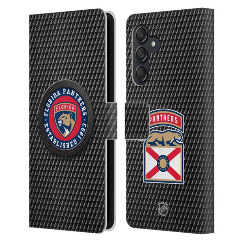 NHL Florida Panthers Puck Texture Leather Book Wallet Case Cover For Samsung Galaxy M55 5G