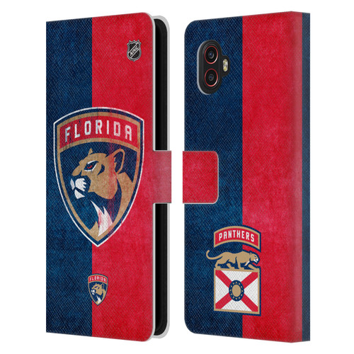 NHL Florida Panthers Half Distressed Leather Book Wallet Case Cover For Samsung Galaxy Xcover6 Pro/Pro2