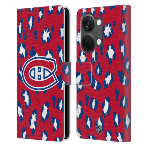 NHL Montreal Canadiens Leopard Patten Leather Book Wallet Case Cover For OnePlus Nord 3 5G