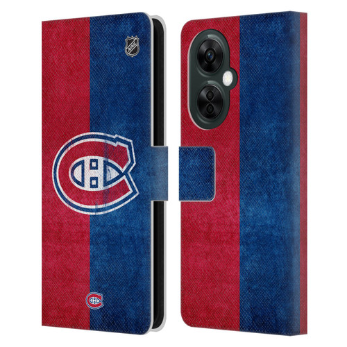 NHL Montreal Canadiens Half Distressed Leather Book Wallet Case Cover For OnePlus Nord CE 3 Lite 5G