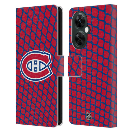 NHL Montreal Canadiens Net Pattern Leather Book Wallet Case Cover For OnePlus Nord CE 3 Lite 5G