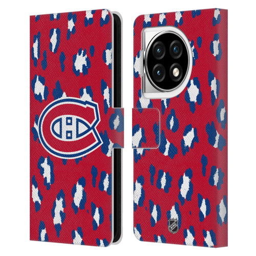 NHL Montreal Canadiens Leopard Patten Leather Book Wallet Case Cover For OPPO OnePlus Ace 3 5G
