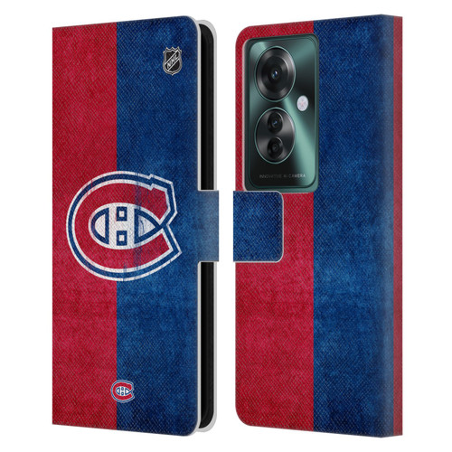 NHL Montreal Canadiens Half Distressed Leather Book Wallet Case Cover For OPPO Reno11 F 5G / F25 Pro 5G