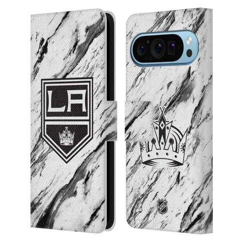 NHL Los Angeles Kings Marble Leather Book Wallet Case Cover For Google Pixel 9 / Pixel 9 Pro