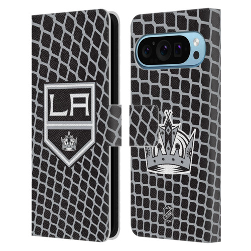 NHL Los Angeles Kings Net Pattern Leather Book Wallet Case Cover For Google Pixel 9 / Pixel 9 Pro