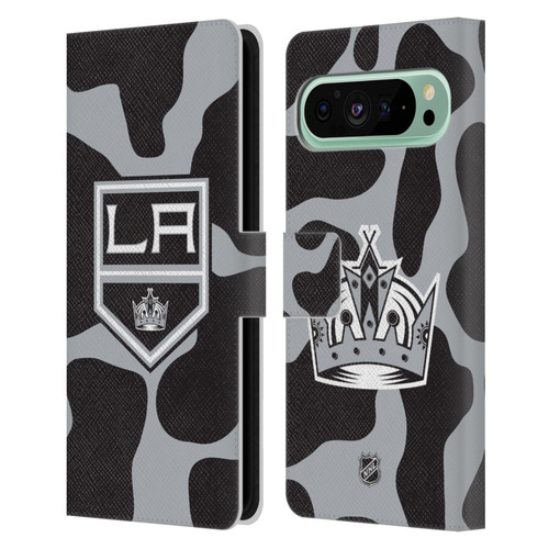 NHL Los Angeles Kings Cow Pattern Leather Book Wallet Case Cover For Google Pixel 9 Pro XL