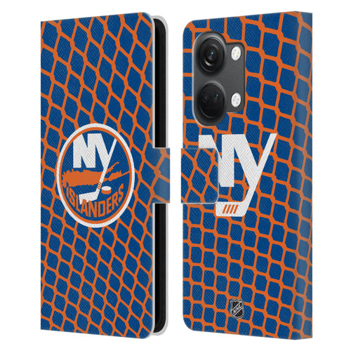 NHL New York Islanders Net Pattern Leather Book Wallet Case Cover For OnePlus Nord 3 5G
