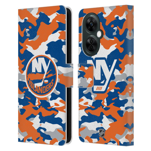 NHL New York Islanders Camouflage Leather Book Wallet Case Cover For OnePlus Nord CE 3 Lite 5G