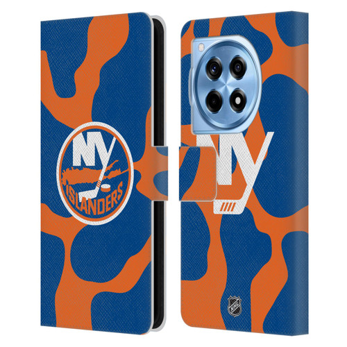 NHL New York Islanders Cow Pattern Leather Book Wallet Case Cover For OnePlus 12R