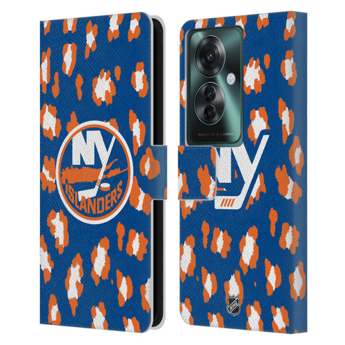 NHL New York Islanders Leopard Patten Leather Book Wallet Case Cover For OPPO Reno11 F 5G / F25 Pro 5G