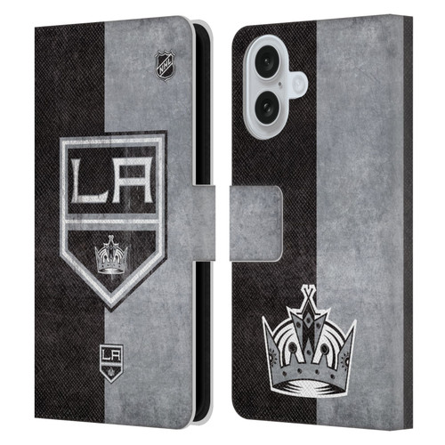 NHL Los Angeles Kings Half Distressed Leather Book Wallet Case Cover For Apple iPhone 16