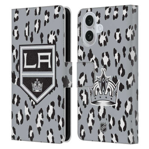 NHL Los Angeles Kings Leopard Patten Leather Book Wallet Case Cover For Apple iPhone 16