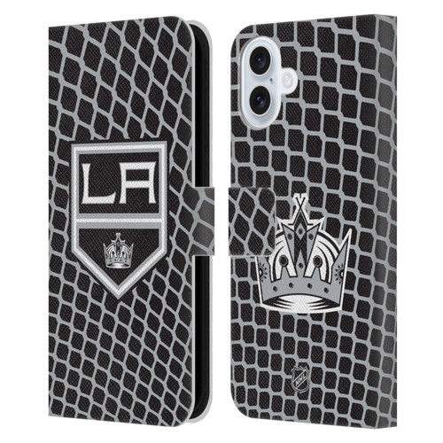 NHL Los Angeles Kings Net Pattern Leather Book Wallet Case Cover For Apple iPhone 16 Plus
