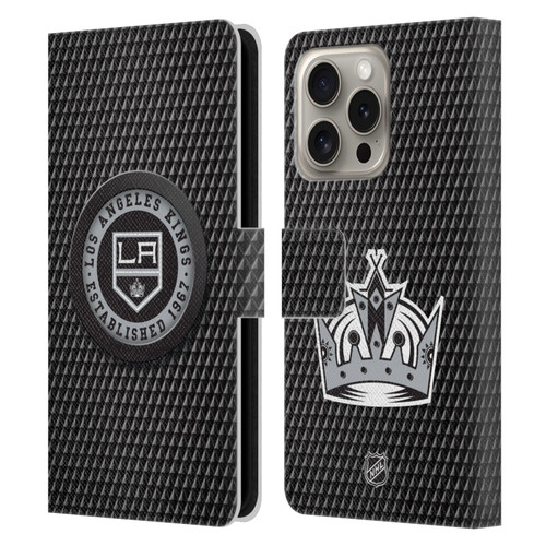 NHL Los Angeles Kings Puck Texture Leather Book Wallet Case Cover For Apple iPhone 16 Pro NHL Los Angeles Kings Puck Texture Leather Book Wallet Case Cover For Apple iPhone 16 Pro