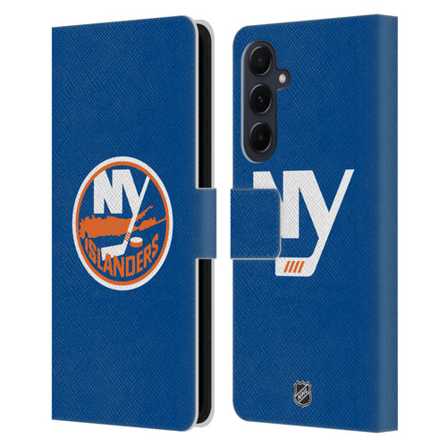 NHL New York Islanders Plain Leather Book Wallet Case Cover For Samsung Galaxy A55 5G
