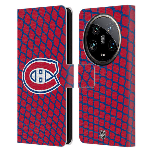 NHL Montreal Canadiens Net Pattern Leather Book Wallet Case Cover For Xiaomi 14 Ultra