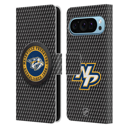 NHL Nashville Predators Puck Texture Leather Book Wallet Case Cover For Google Pixel 9 / Pixel 9 Pro