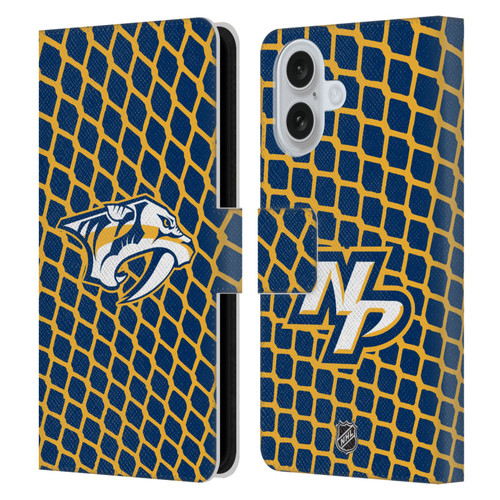 NHL Nashville Predators Net Pattern Leather Book Wallet Case Cover For Apple iPhone 16