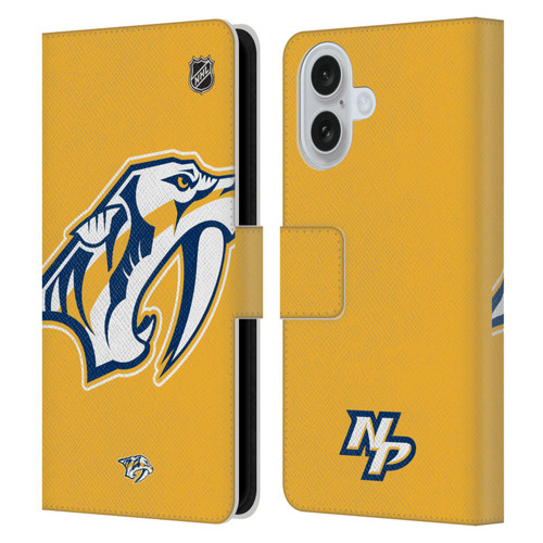 NHL Nashville Predators Oversized Leather Book Wallet Case Cover For Apple iPhone 16