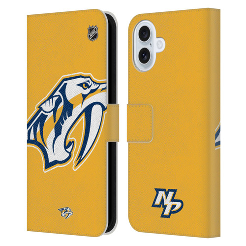 NHL Nashville Predators Oversized Leather Book Wallet Case Cover For Apple iPhone 16 Plus