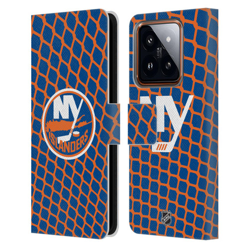NHL New York Islanders Net Pattern Leather Book Wallet Case Cover For Xiaomi 14