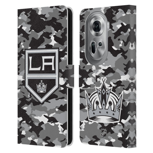NHL Los Angeles Kings Camouflage Leather Book Wallet Case Cover For OPPO Reno11 Pro
