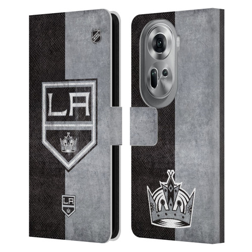 NHL Los Angeles Kings Half Distressed Leather Book Wallet Case Cover For OPPO Reno11 Pro NHL Los Angeles Kings Half Distressed Leather Book Wallet Case Cover For OPPO Reno11 Pro