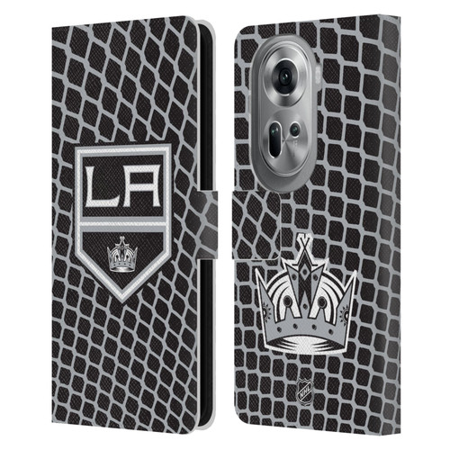 NHL Los Angeles Kings Net Pattern Leather Book Wallet Case Cover For OPPO Reno11 Pro