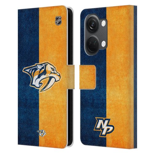 NHL Nashville Predators Half Distressed Leather Book Wallet Case Cover For OnePlus Nord 3 5G