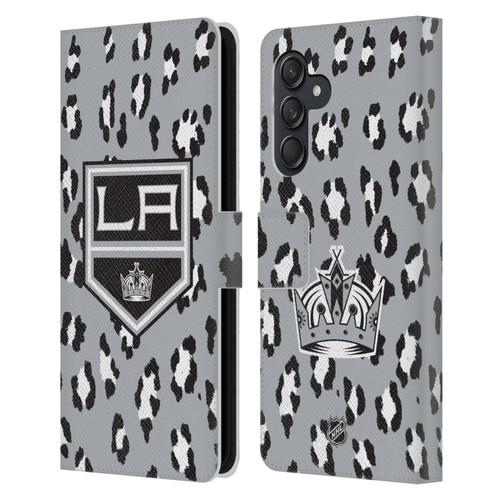 NHL Los Angeles Kings Leopard Patten Leather Book Wallet Case Cover For Samsung Galaxy M55 5G NHL Los Angeles Kings Leopard Patten Leather Book Wallet Case Cover For Samsung Galaxy M55 5G