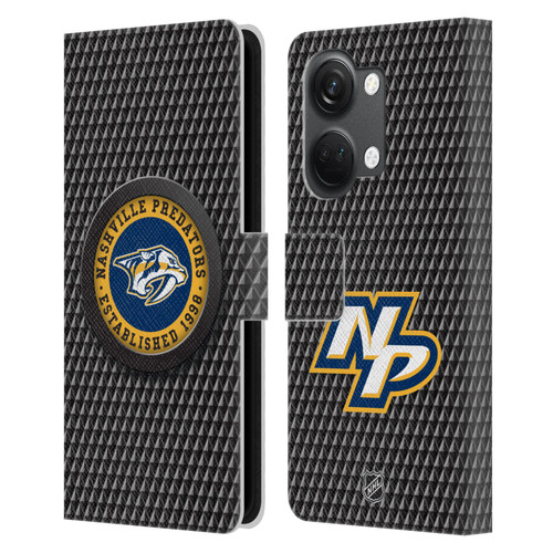 NHL Nashville Predators Puck Texture Leather Book Wallet Case Cover For OnePlus Nord 3 5G
