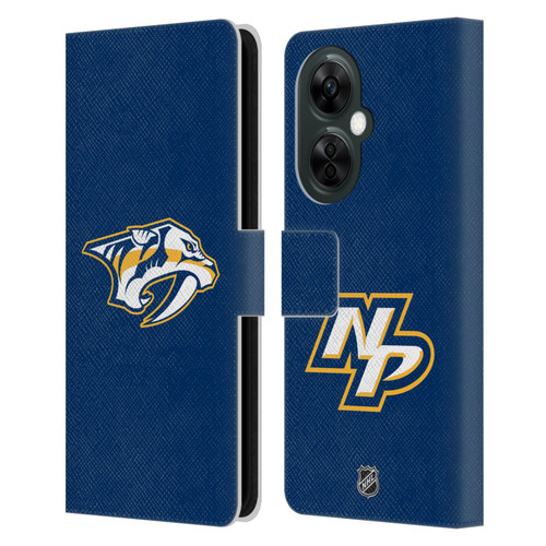 NHL Nashville Predators Plain Leather Book Wallet Case Cover For OnePlus Nord CE 3 Lite 5G