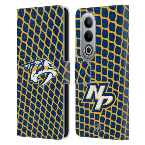 NHL Nashville Predators Net Pattern Leather Book Wallet Case Cover For OPPO OnePlus Ace 3V 5G