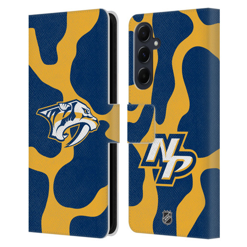 NHL Nashville Predators Cow Pattern Leather Book Wallet Case Cover For Samsung Galaxy A55 5G