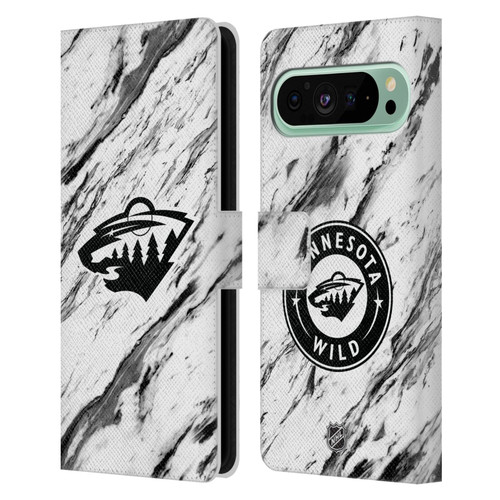 NHL Minnesota Wild Marble Leather Book Wallet Case Cover For Google Pixel 9 Pro XL