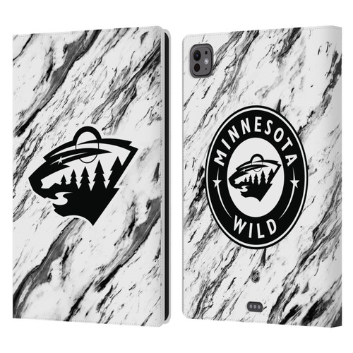 NHL Minnesota Wild Marble Leather Book Wallet Case Cover For Apple iPad Pro 11 M4 2024