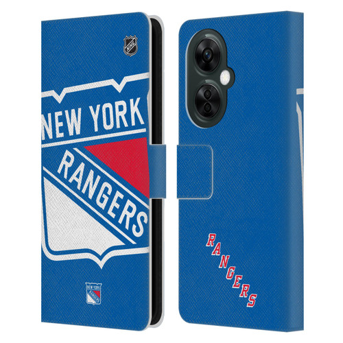 NHL New York Rangers Oversized Leather Book Wallet Case Cover For OnePlus Nord CE 3 Lite 5G