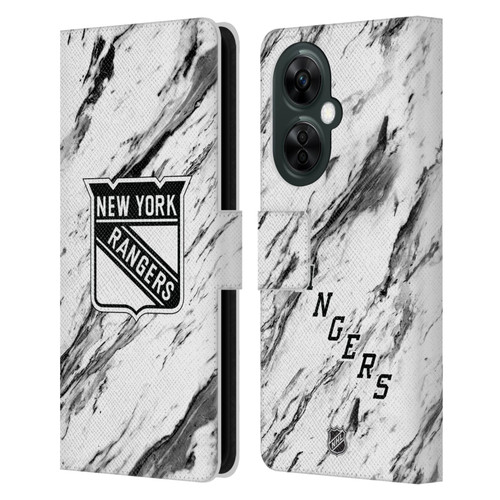 NHL New York Rangers Marble Leather Book Wallet Case Cover For OnePlus Nord CE 3 Lite 5G