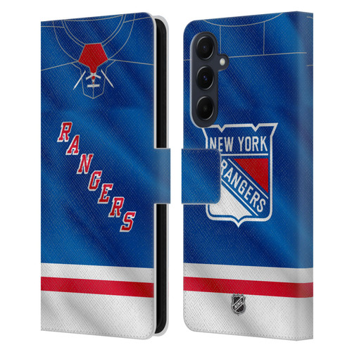 NHL New York Rangers Jersey Leather Book Wallet Case Cover For Samsung Galaxy A55 5G