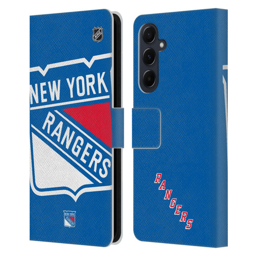 NHL New York Rangers Oversized Leather Book Wallet Case Cover For Samsung Galaxy A55 5G