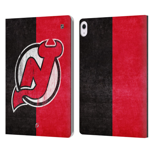 NHL New Jersey Devils Half Distressed Leather Book Wallet Case Cover For Apple iPad Air 13 2024