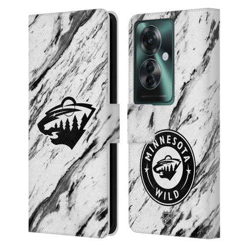 NHL Minnesota Wild Marble Leather Book Wallet Case Cover For OPPO Reno11 F 5G / F25 Pro 5G