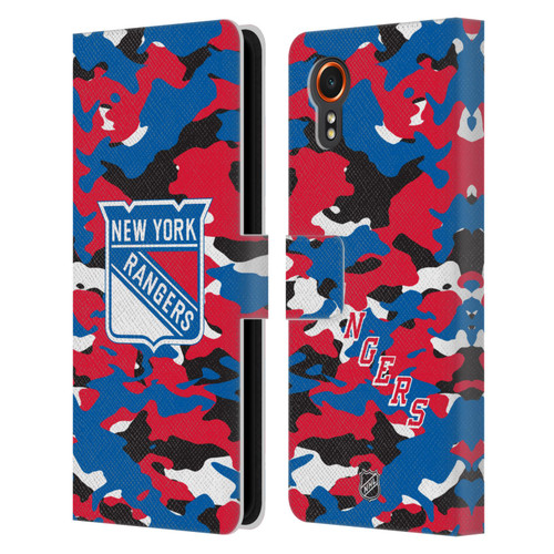 NHL New York Rangers Camouflage Leather Book Wallet Case Cover For Samsung Galaxy Xcover7 5G