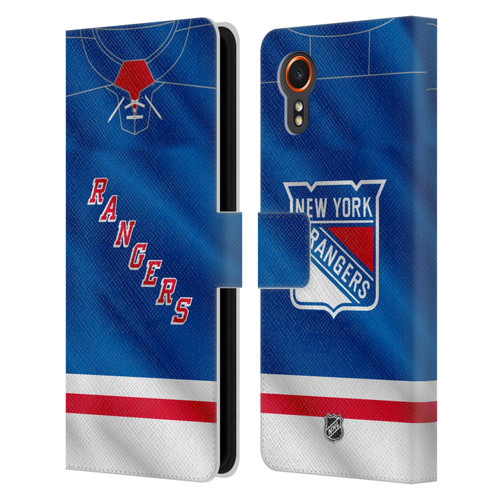 NHL New York Rangers Jersey Leather Book Wallet Case Cover For Samsung Galaxy Xcover7 5G